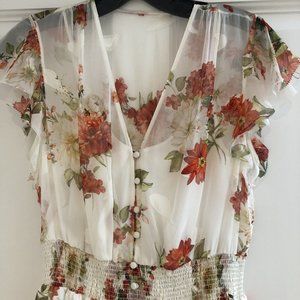 Elie Tahari Dress -  Minda Floral Smocked Chiffon